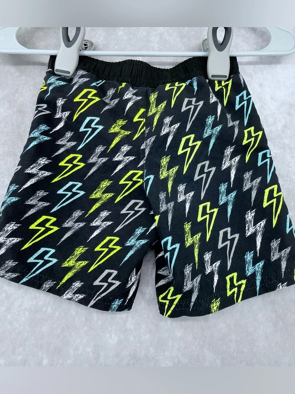 Baby Buns 2T Black neon Lightning Bolt Swim Trunks boys toddler